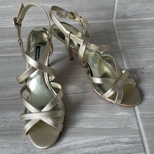 Caparros Metallic Gold Strappy Stiletto Sandals